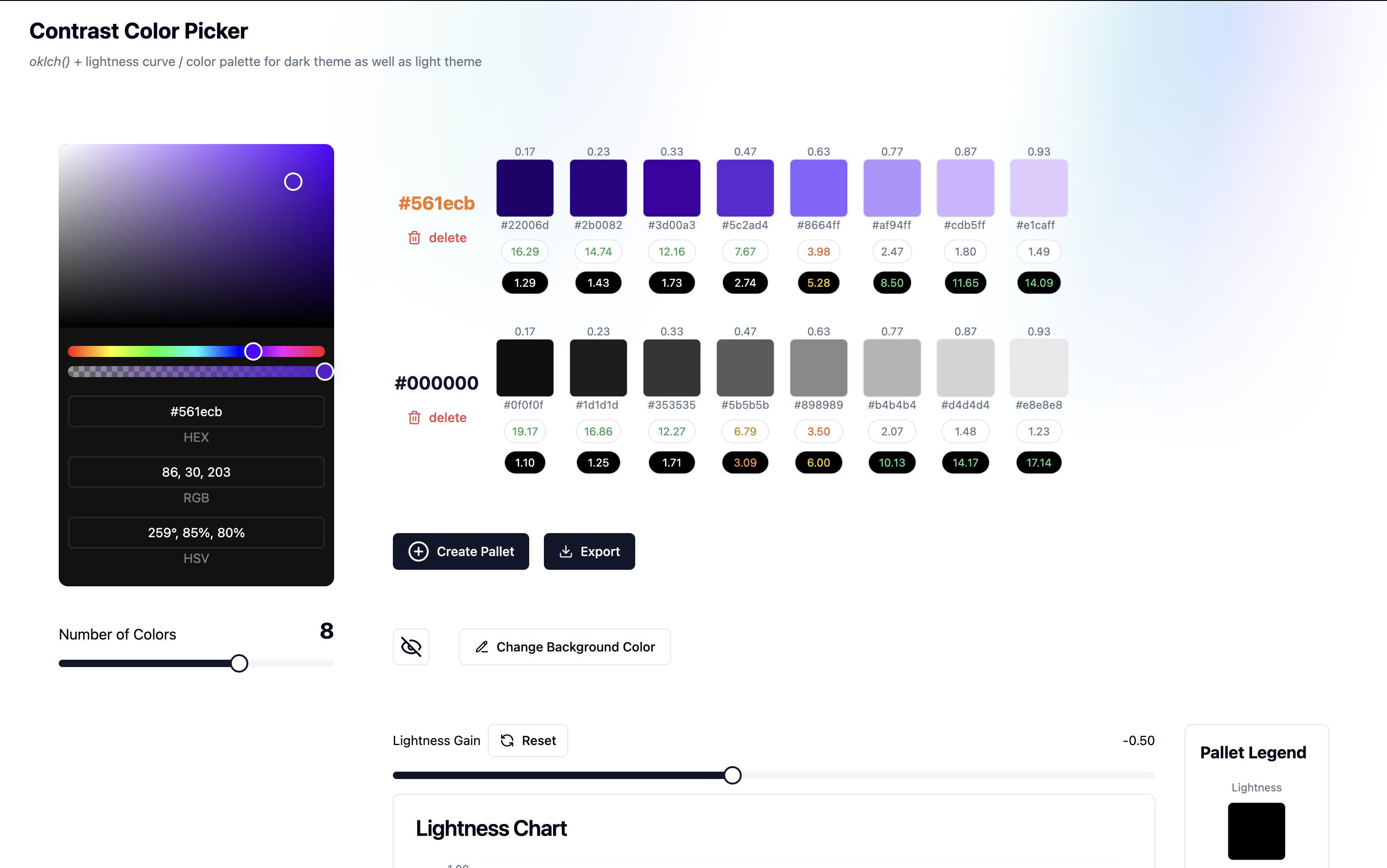 Contrast Color palette